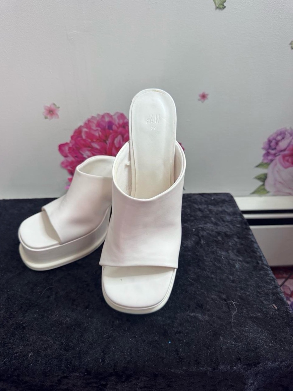 Women’s White Platform Slide Mules